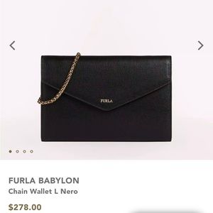 New Furla Chain Black Leather Crossbody Wallet